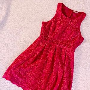 Detailed Pink Overlay Lace Waist Shaping Dress